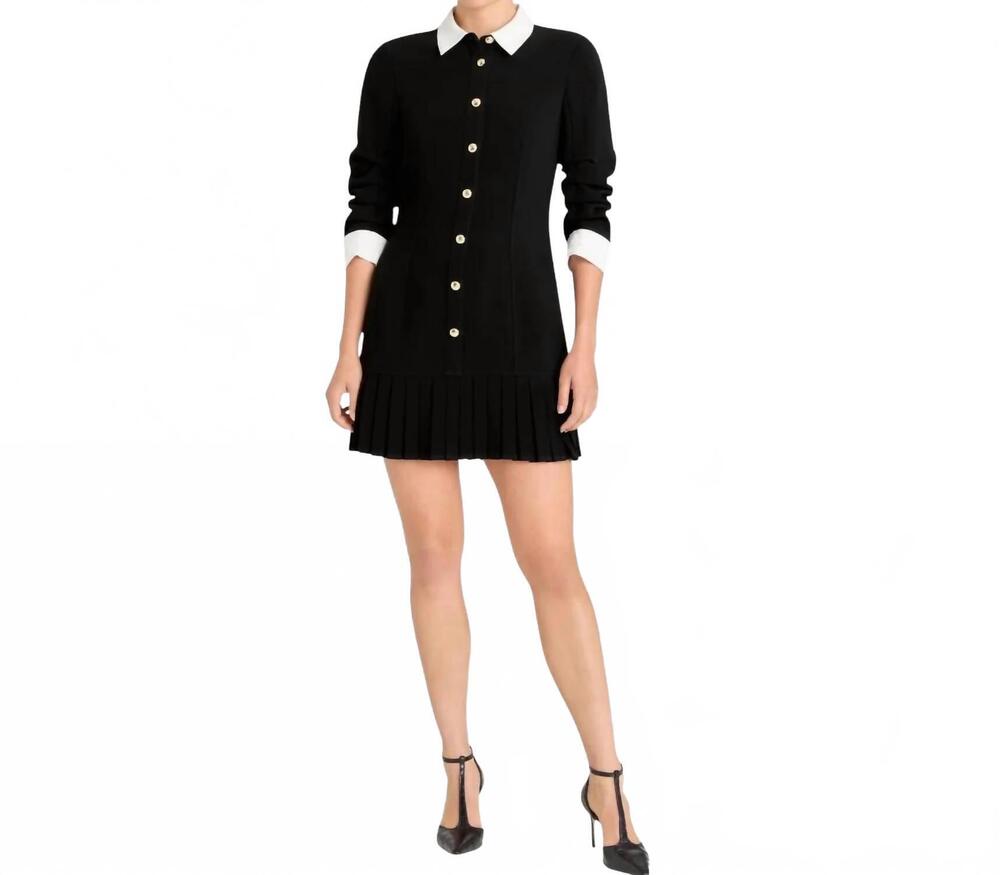 NEW CINQ A SEPT women's drapey crepe lucilla dress in black/ivory